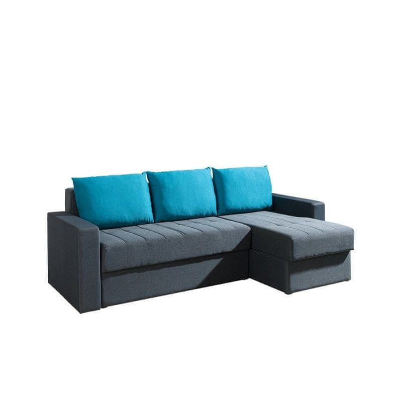 Veneti Rohová sedačka s úložným priestorom DELAWARE - šedá / modrá